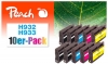 319976 - Peach Pack de 10 cartouches d'encre compatible avec No. 932, No. 933, CN057A, CN058A, CN059A, CN060A HP